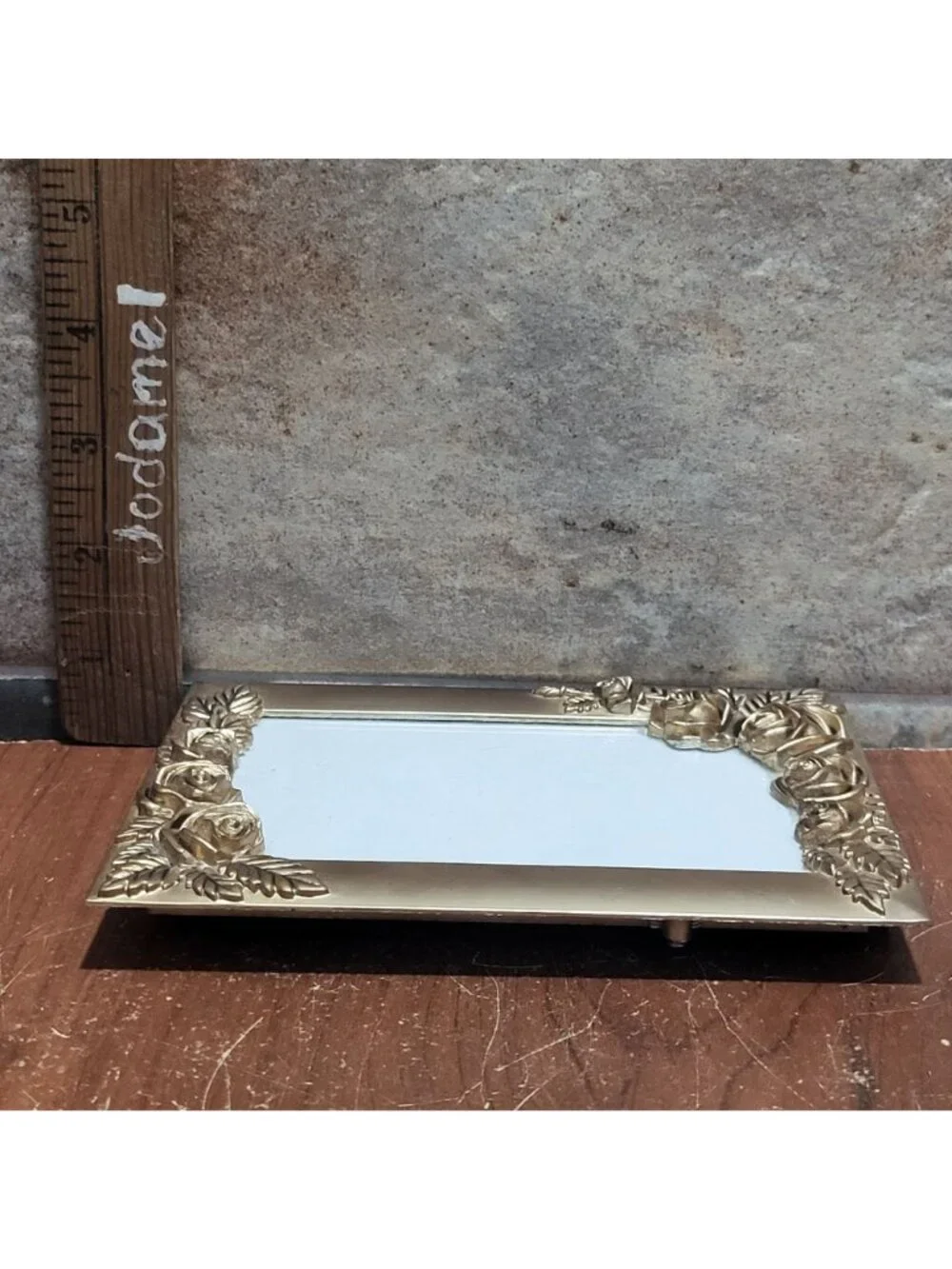 Vintage Metal Gold Tone Photo Picture Frame 3D Floral Roses Leaf Border